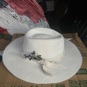 Elegant White Women's Hat with Floral Accent